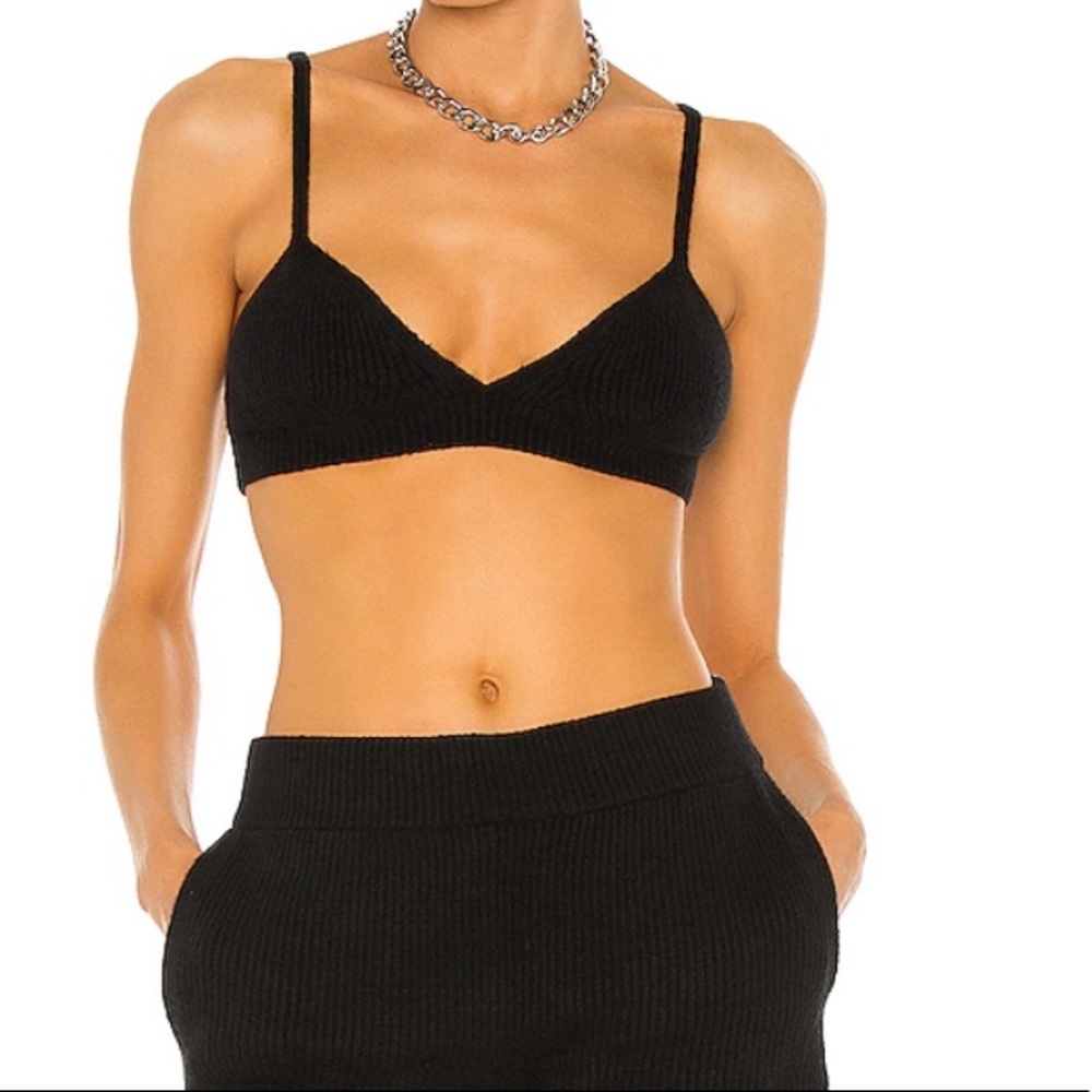 New Helmut Lang Knit Cozy Bra Black Top Sz XS/S